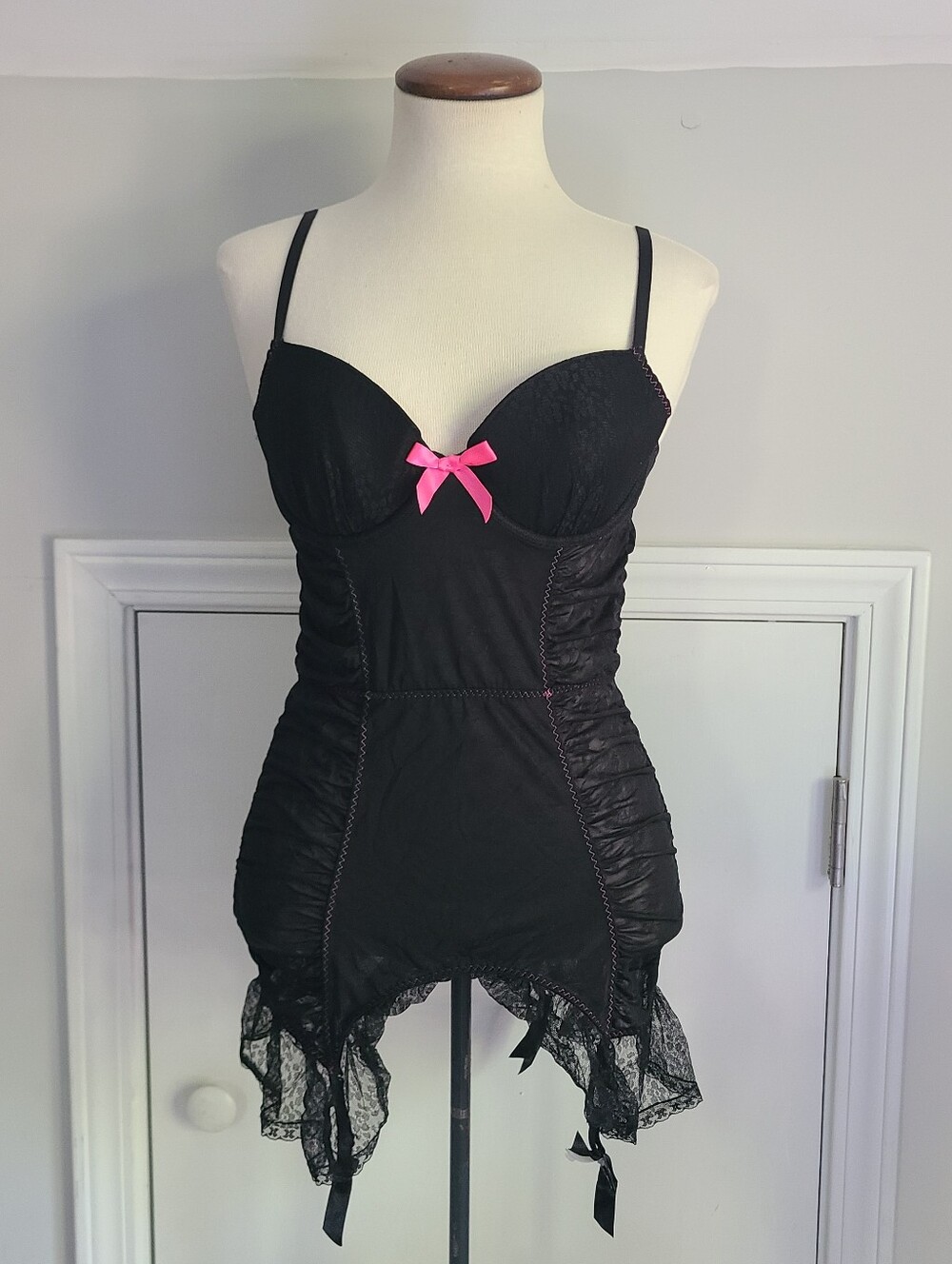 Victoria’s Secret Sexy Little Things Lingerie Slip Dress Corset Top 36B Lace Y2K